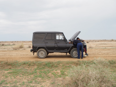 Mechnical trouble, 11 miles East of Kokaral, Kokaral Dam, Kazakhstan 2015